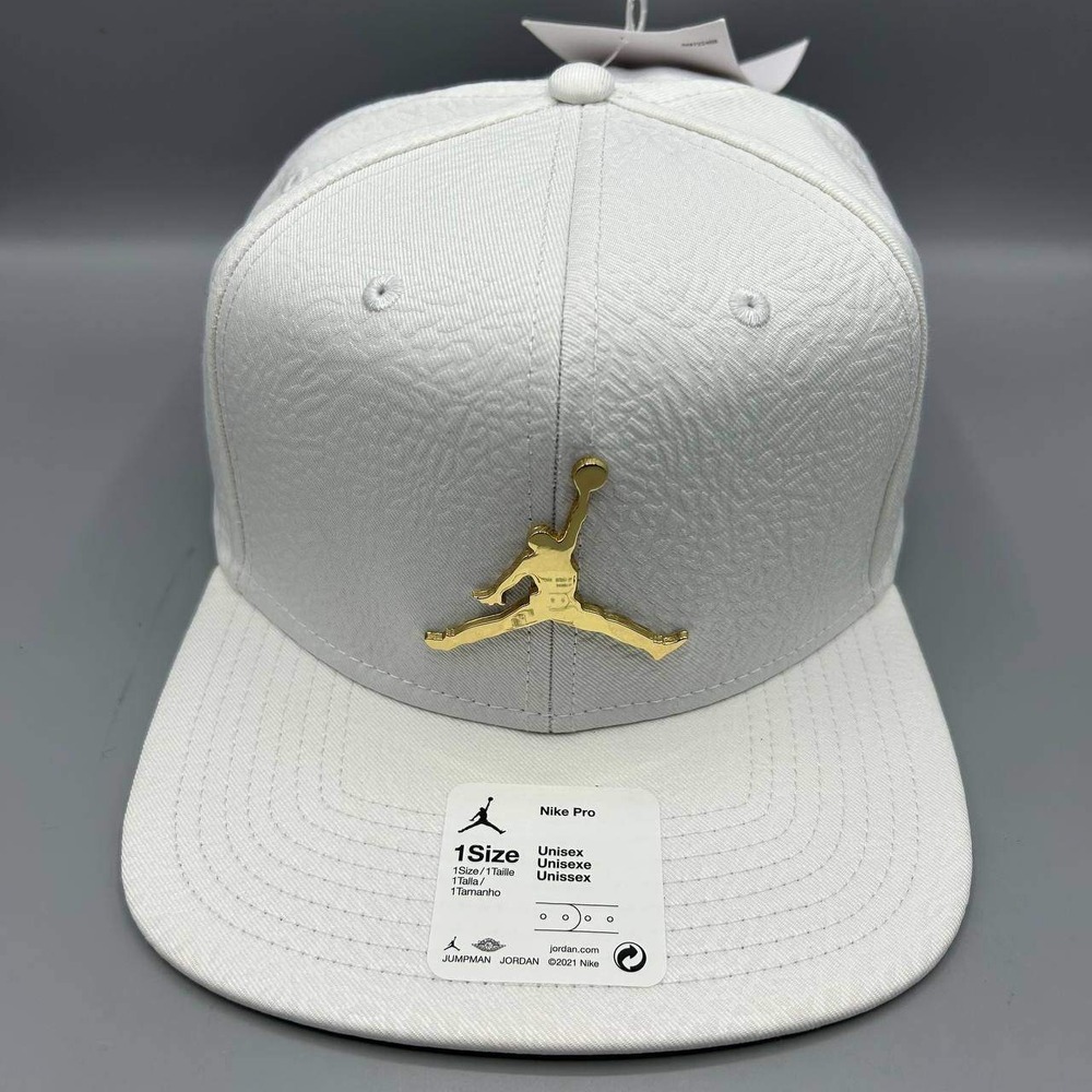 Air Jordan Hat Men White Cement Elephant Metal Logo Jumpman Snap Back Cap New
